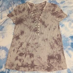 American Eagle Soft & Sexy Lace-Up Tie-Dye Tee